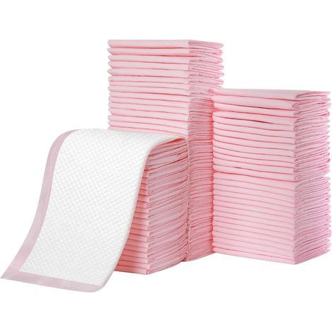 Tapis Absorbant Chien, protections pour déjections canines, anti-fuite, 5 couches, surface à séchage rapide, taille classique, pour chiens et chiots 33 × 45 cm, 100 pièces rose (1/5)