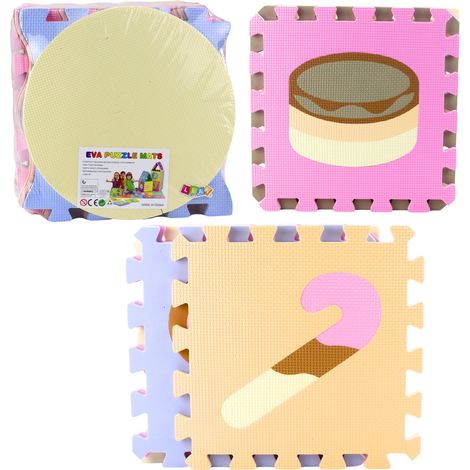 Tappetino educativo puzzle morbido in schiuma EVA con animali dai colori pastello, 16 pezzi. (1/4)