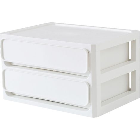 Tiroir de rangement multicouches empilable, boîte de bureau anti-poussière, organisateur pour dortoir d'étudiants, cosmétiques à domicile 2 blanc