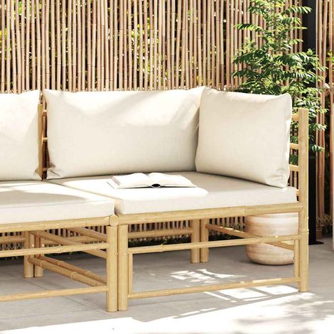 vidaXL Divano Angolare da Giardino con Cuscini Bianco Crema in