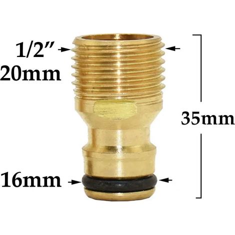 (B) Raccord rapide en laiton pour tuyau d'arrosage, filetage cuivre, 1/2'', 5/8'', 3/4'', 1'', avec arrêt d'eau et adaptateur pour pistolet d'arrosage. (1/5)