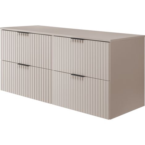 Meuble vasque, Cachemire + poignée noire, 60 × 77 × 46 cm, sans plan de travail, pieds noirs (1/5)