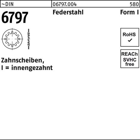Zahnscheibe DIN 6797 FormI innengezahnt I 21 Federstahl 200 Stück (1/2)