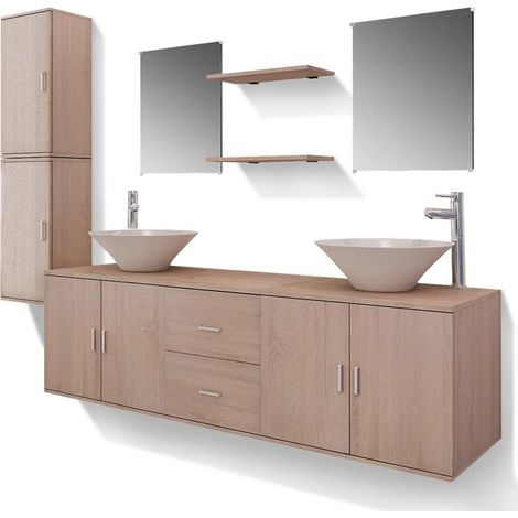 Maison Exclusive - 11-tlg. Badmöbel-Set mit Waschbecken und Wasse (1/5)