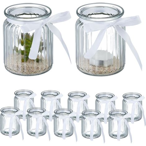 Photophores, Lot de 12, en Verre, Porte-Bougies à nœud, intérieur (1/5)