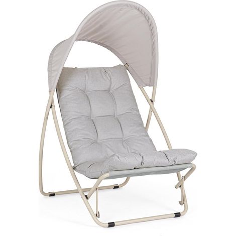 Poltrona Lounge in Acciaio e Textilene Beige Grigio (1/5)