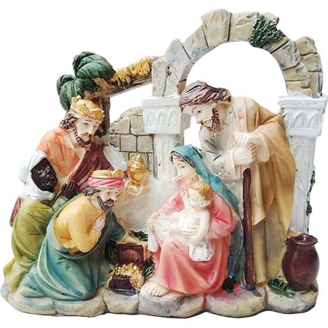 Estatua de Jesús hecha a mano en resina (18,5 x 7,5 x 16 cm) – decoración de oficina y regalo de Navidad (1/5)