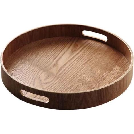 Plateau de Service en Bambou en Bois Rond pour Plateaux-Repas Plateau de Rangement pour PoignéE de Contenant de Nourriture pour (1/4)