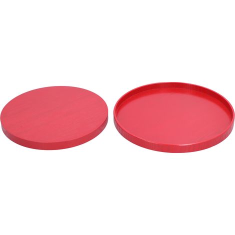 2er-Set rote runde Tabletts für Teetassen, Obst und Desserts, Serviertabletts für Hotel, Restaurant und Zuhause (1/5)