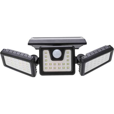 Projecteur extérieur à détecteur de mouvement, alimenté à l'énergie solaire, 3 têtes orientables, étanche IP65, grand angle de diffusion (1/5)