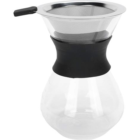 Cafetière en Verre Réutilisable avec Filtre en Acier Inoxydable, Ensemble de Cafetière Goutte à Goutte Manuelle (400ml)