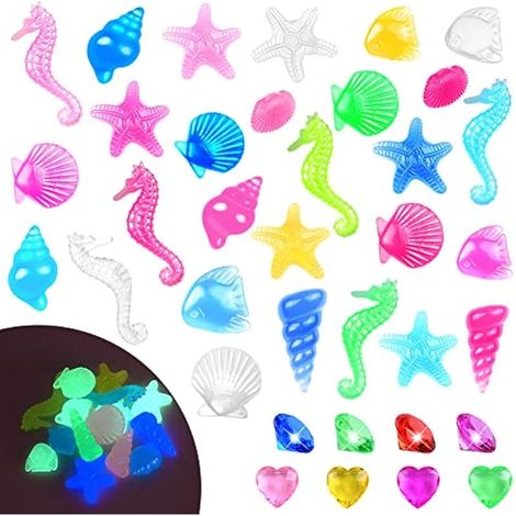 45 pièces jouets de piscine plongée, pierres acryliques colorées coulantes incluant cœurs, diamants ronds et pierres lumineuses, jouets sous-marins amusants pour enfants été