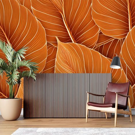 Papier Peint Feuillage - Feuilles Texturées - 150 x 250 cm (1/2)