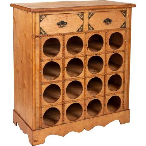 Mueble botellero de madera color miel 63x31x69,5 (1/5)