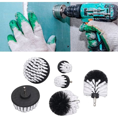Ensemble de 6 brosses blanches souples pour perceuse électrique, brosse pour disque de perceuse électrique, brosse de nettoyage pour foret à main, brosse pour perceuse électrique (1/5)