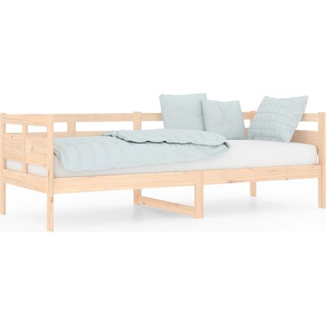 Lit adulte pour 1 personnes, Structure de lit, Assemblage Facile, Lit de jour Bois massif de pin 80x200 cm OIB9597E (1/4)