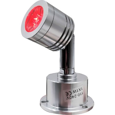 Faretto faro in alluminio cromato 1W a led luce colore rosso per vetrine armadi uffici camerini faretti (1/5)