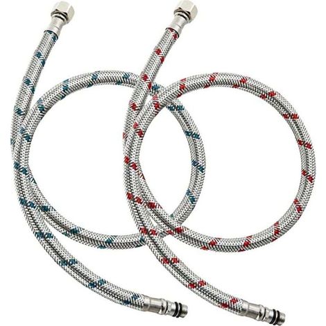 2 Stück flexibler Küchenarmatur-Anschlussschlauch G3/8 x M10 x 60 cm für Badezimmer-Waschtischarmatur, Edelstahl