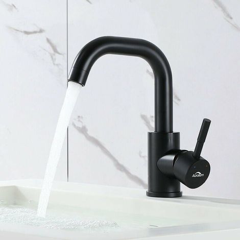 LaBlanc - U-förmiger Waschtischmischer Kalt- und Warmwassermischer aus Edelstahl, 360° drehbar, Schwarz (1/5)