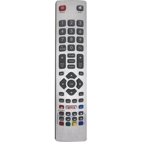 Cellfast – Télécommande Sharp Aquos – Argent – Compatible Smart TV – Commande Netflix – Remplacement pour modèles LCD LED 3D HD