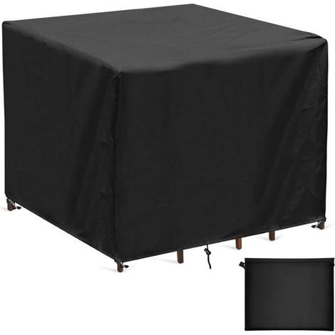 Housses Table de Jardin, 420D Oxford Carre Housse Salon de Jardin Imperméable, Résistance au Vent, Bache Protection Carre Table Jardin Exterieur,90x90x90cm (1/4)