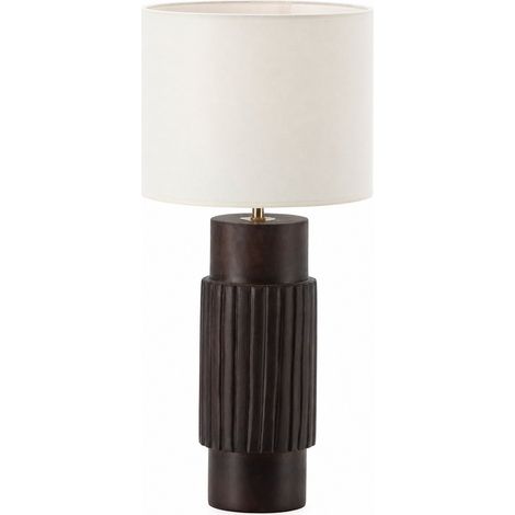 Lampe de table en bois foncé et métal doré - noyer foncé et doré (1/4)