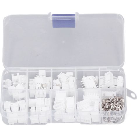 230 pièces Kit de connecteurs JST Coque en plastique Contact en laiton 2P 3P 4P 5P XH2.54mm Kit de connecteur de boîtier mâle femelle,