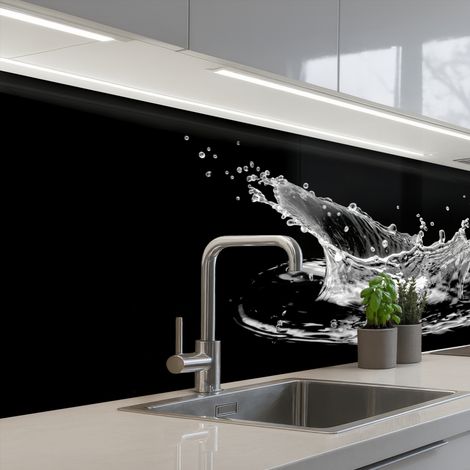 Kitchen Splashback Water - Splash - Water - Black 150x60 cm