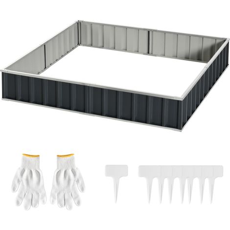 Modulares Hochbeet ohne Unterbau, aus verzinktem Stahl, 258 x 90 x 30 cm, dunkelgrau