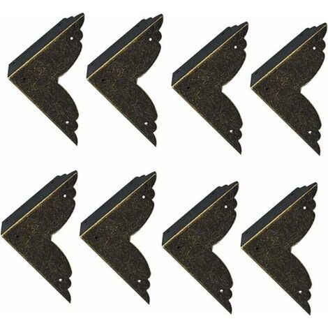 Lot de 8 Protecteurs Décoratifs d'Angle en Fer, Métal Bronze pour Meubles et Coffrets
