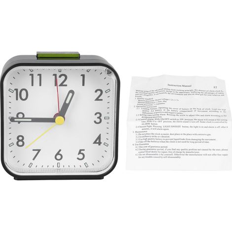 Réveil Rétro Noir Silencieux avec Snooze et Rétroéclairage - Design Minimaliste pour Chambre et Salon (1/5)