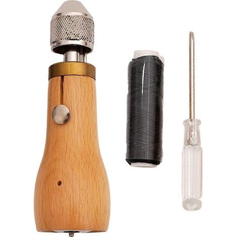 Ensemble d'outils de couture pour le cuir, comprenant des poinçons et du fil à coudre. (1/4)