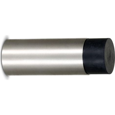 Butée de porte murale en acier inoxydable – y compris le matériau de fixation et le bloc de butée en caoutchouc – diamètre 1,8 cm, hauteur : 8,5 cm – butée de porte – butée de porte murale