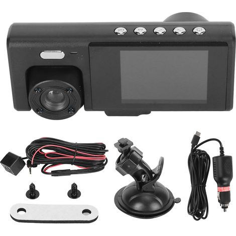 Caméra de voiture 3 objectifs avec vision nocturne IR, enregistrement en boucle et détecteur de chocs G (1/5)