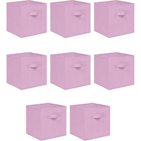 Foldable Storage Boxes,Non-Woven Fabric Storage Box Set,Storage Drawers for Cube Storage Unit,26.5x26.5x28 cm (Pink, Set of 8)