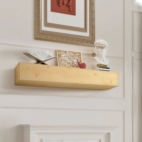 Étagère Flottante Murale de Cheminée, 152x20,3x15,24 cm, Manteau de Cheminée Flottant en Bois Naturel, Capacité de Charge 22,7 kg, Fabriqué à la Main, pour Décoration Murale, Rustique Naturel (1/5)