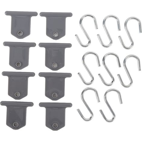 Ortviai Crochets pour Store de Camping RV – 8 Crochets + 8 Supports en Acier Inoxydable 304, Gris