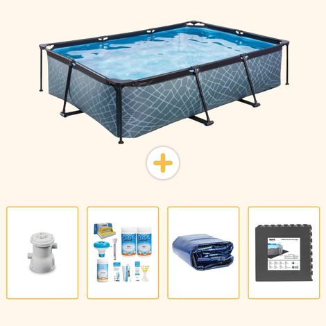 Exit-toys Piscine Exit Rectangulaire - Effet Pierre - 300x200x65 cm - 5-pièces S233 (1/5)