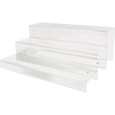 3-Tier Acrylic Bottle Rack, Transparent Display Stand with Sturdy 3mm Thick Shelves for Wine Bottles, Cupcakes, and Collectibles (1/5)