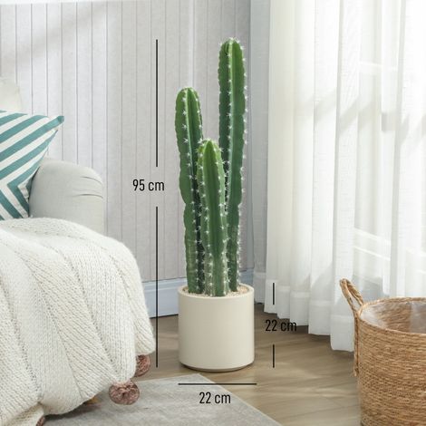 Grand cactus artificiel réaliste, 95 cm avec pot, vert, idéal déco maison ou bureau, plante factice haute qualité (1/5)