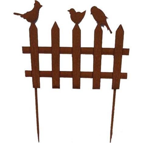 Bordure trois oiseaux en métal - Déco jardin 46cm