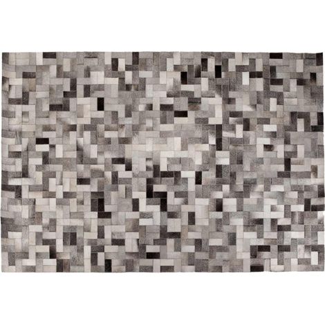 Leder Design-Teppich - Preston Grau