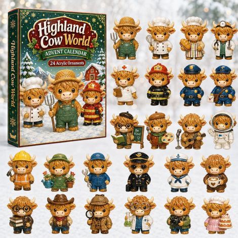 Vache des Highlands au travail calendrier avent 2026 2D