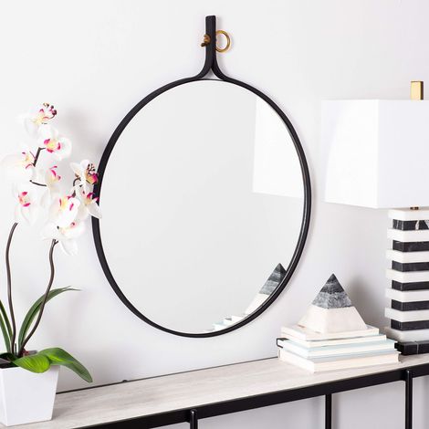Miroir Mural Suspendu Décoratif pour Le Salon, La Chambre à Coucher, Le Couloir, Noir Mat, 73,66 x 71,12 x 7,62 (1/2)