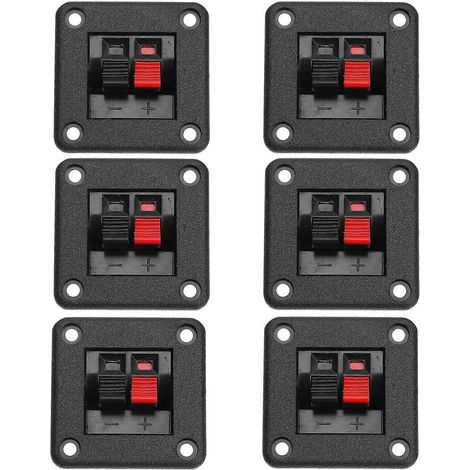 Lot de 6 connecteurs de bornes pour haut-parleurs stéréo, plaque de câblage et interrupteur.-4.2x4.2cm-Black (1/3)