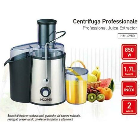 TRADE SHOP - Centrifuga Estrattore Di Succo Frutta Verdura 850 Watt 1,7 Lt Hoomei Hm-6980 -
