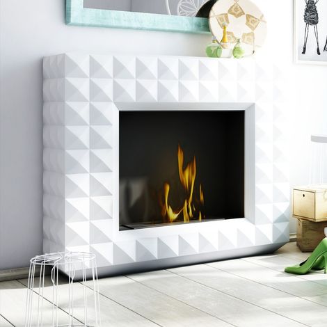 Cheminée bio-éthanol EGZUL blanc 114 cm
