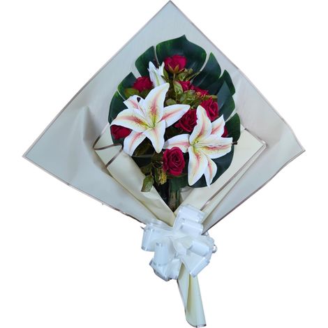 Bouquet de Fleurs artificielles pour cimetière avec Vase à Mettre dans Le Pot du Vase 78 x 63 x 20 cm (Liliums grenats) (1/5)