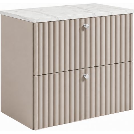 Mobile da bagno sospeso con piano 60, cachemire + piano effetto marmo Bianco, maniglie in tre colori, 60 x 44,4 x 58,6 cm (1/5)