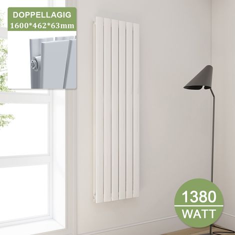 ELEGANT Paneelheizkörper Weiß Heizkörper Vertikal 1600x462mm Doppellagig
